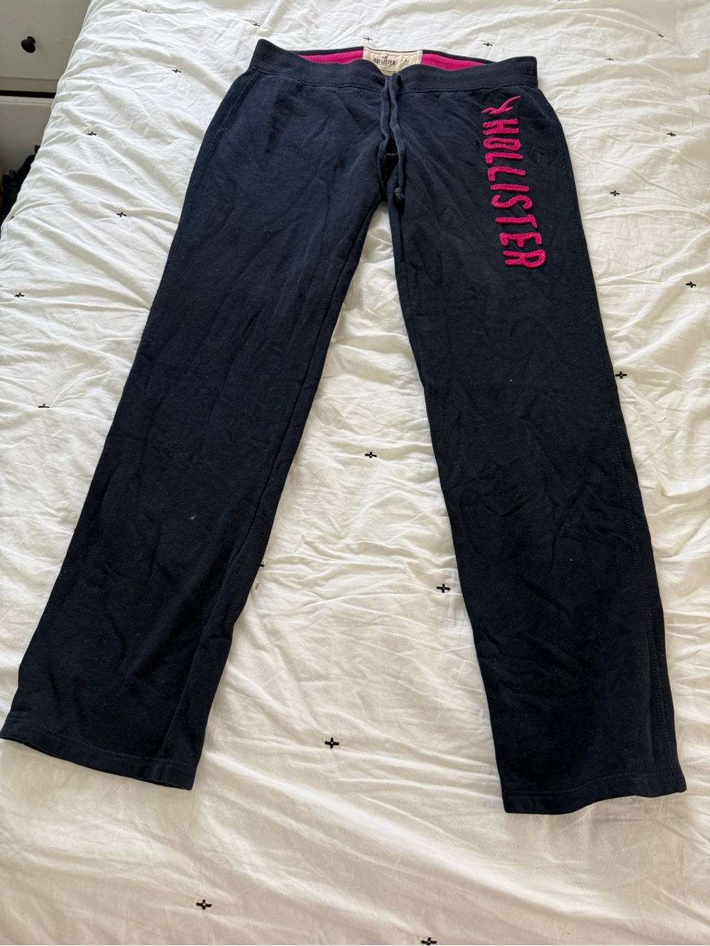 Hollister Black Sweatpants with Pink Logo